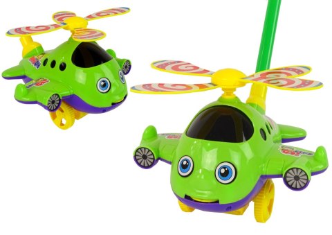 LEAN TOYS Wesoły Samolot Pchacz Kij Dzwonek Zielony LEAN TOYS Wesoły Samolot Pchacz Kij Dzwonek Zielony
