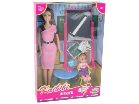 LEAN Toys Lalka Dla Dzieci Nauczycielka Z Uczennicą Szkoła Tablica Globus Akcesoria LEAN Toys Lalka Dla Dzieci Nauczycielka Z Uczennicą Szkoła Tablica Globus Akcesoria