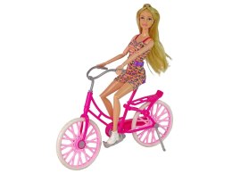 LEAN Toys Lalka na Rowerze Różowa