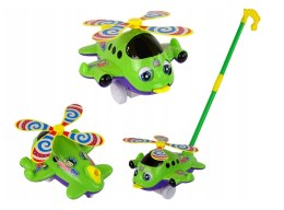LEAN Toys Samolot Pchacz Długi Kij Dzwonek Zielony