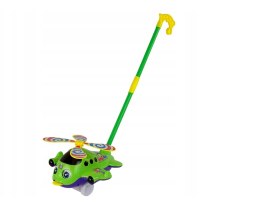 LEAN Toys Samolot Pchacz Długi Kij Dzwonek Zielony