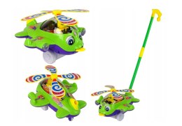 LEAN Toys Samolot Pchacz Dzwonek Kij Pilot Zielony