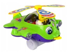 LEAN Toys Samolot Pchacz Dzwonek Kij Pilot Zielony