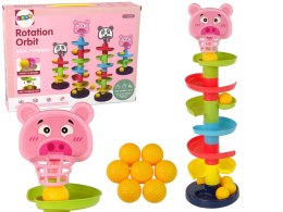 LEAN Toys Sorter Edukacyjna Zjeżdżalnia Piłeczek 6 Poziomów Świnka Kosz