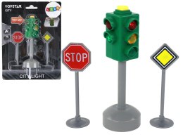 LEAN Toys Sygnalizator Świetlny Znaki Światła Drogowe Dźwięki 12 cm