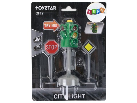 LEAN Toys Sygnalizator Świetlny Znaki Światła Drogowe Dźwięki 12 cm LEAN Toys Sygnalizator Świetlny Znaki Światła Drogowe Dźwięki 12 cm