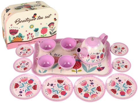 LEAN Toys Zestaw Do Herbaty Kawy W Kuferku Talerzyki Wzory Różowy LEAN Toys Zestaw Do Herbaty Kawy W Kuferku Talerzyki Wzory Różowy