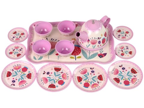 LEAN Toys Zestaw Do Herbaty Kawy W Kuferku Talerzyki Wzory Różowy LEAN Toys Zestaw Do Herbaty Kawy W Kuferku Talerzyki Wzory Różowy