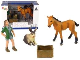 LEAN Toys Zestaw Figurek Koń Jasny Zwierzęta.