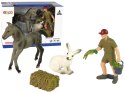 LEAN Toys Zestaw Figurek Zwierzęta Koń Szary Zając Rolnik
