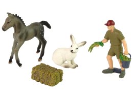 LEAN Toys Zestaw Figurek Zwierzęta Koń Szary Zając Rolnik