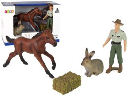 LEAN Toys Zestaw Figurek Zwierzęta Koń Zając Rolnik