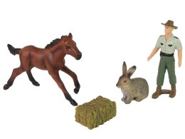 LEAN Toys Zestaw Figurek Zwierzęta Koń Zając Rolnik