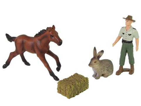 LEAN Toys Zestaw Figurek Zwierzęta Koń Zając Rolnik LEAN Toys Zestaw Figurek Zwierzęta Koń Zając Rolnik