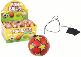LEAN TOYS Piłka Nożna PU Na Gumce Jojo Do Odbijania 6 cm Czerwona Gwiazdki