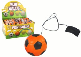LEAN TOYS Piłka Nożna PU Na Gumce Jojo Do Odbijania 6 cm Pomarańczowa