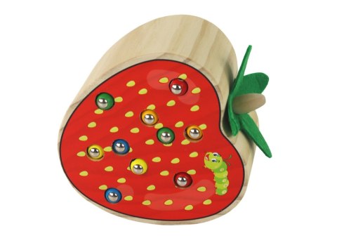 LEAN Toys Drewniana Gra Truskawka Złap Robaczka Magnetyczna LEAN Toys Drewniana Gra Truskawka Złap Robaczka Magnetyczna