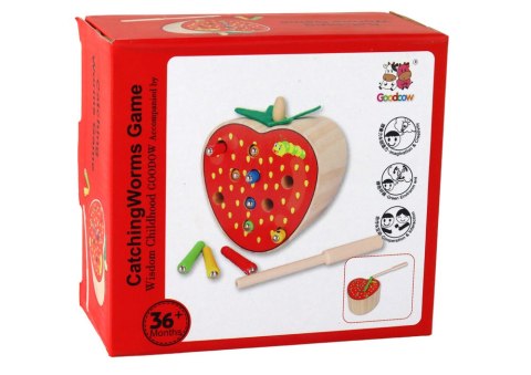 LEAN Toys Drewniana Gra Truskawka Złap Robaczka Magnetyczna LEAN Toys Drewniana Gra Truskawka Złap Robaczka Magnetyczna