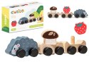 LEAN Toys Drewniana Zabawka Mądry Jeżyk Wagoniki Truskawka Grzybek 15467