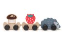 LEAN Toys Drewniana Zabawka Mądry Jeżyk Wagoniki Truskawka Grzybek 15467