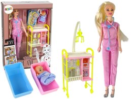 LEAN Toys Lalka Dla Dzieci Lekarz Długie Włosy Akcesoria