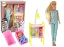 LEAN Toys Lalka Dla Dzieci Lekarz Długie Włosy Akcesoria