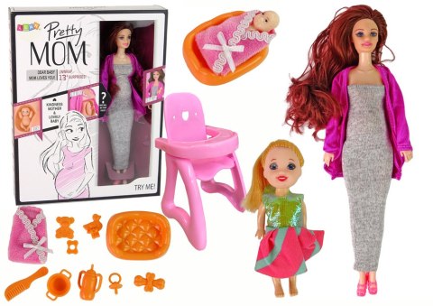 LEAN Toys Lalka Dla Dzieci W Ciąży Długie Włosy Akcesoria LEAN Toys Lalka Dla Dzieci W Ciąży Długie Włosy Akcesoria