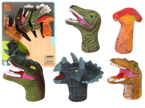 LEAN Toys Pacynki na Palce Dinozaury Kolorowe 5 Sztuk LEAN Toys Pacynki na Palce Dinozaury Kolorowe 5 Sztuk