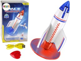 LEAN Toys Rakieta Wyrzutnia Latająca Ładowarka Biała 21 cm