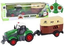 LEAN Toys Traktor RC Ciągnik Zdalnie Sterowany Maszyna Rolnicza Przyczepa Pilot 1:24
