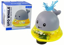 LEAN Toys Wieloryb Tryskający Wodą z Podstawką Zabawka do Kąpieli Szara
