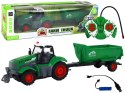 LEAN Toys Zdalnie Sterowany Ciągnik Traktor R/C z Przyczepą 1:24 Światła Zielony