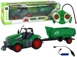 LEAN Toys Zdalnie Sterowany Ciągnik Traktor R/C z Przyczepą 1:24 Światła Zielony