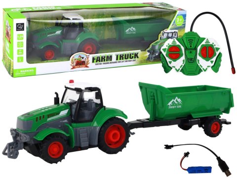 LEAN Toys Zdalnie Sterowany Ciągnik Traktor R/C z Przyczepą 1:24 Światła Zielony LEAN Toys Zdalnie Sterowany Ciągnik Traktor R/C z Przyczepą 1:24 Światła Zielony