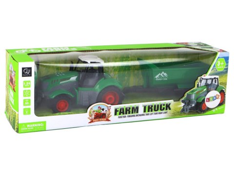 LEAN Toys Zdalnie Sterowany Ciągnik Traktor R/C z Przyczepą 1:24 Światła Zielony LEAN Toys Zdalnie Sterowany Ciągnik Traktor R/C z Przyczepą 1:24 Światła Zielony