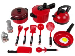 LEAN Toys Zestaw Garnków Akcesoriów Kuchennych Czerwony