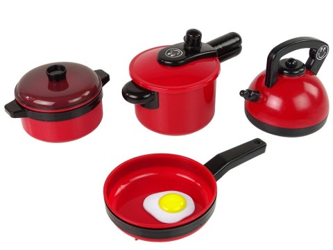 LEAN Toys Zestaw Garnków Akcesoriów Kuchennych Czerwony LEAN Toys Zestaw Garnków Akcesoriów Kuchennych Czerwony
