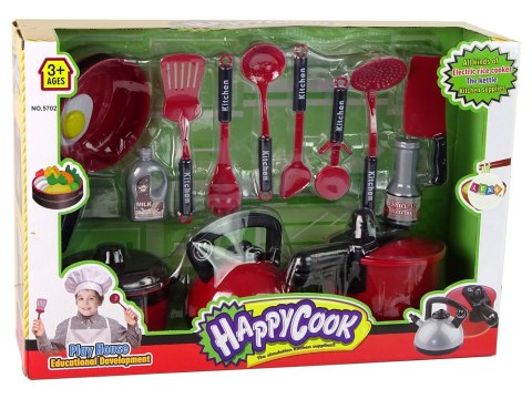 LEAN Toys Zestaw Garnków Akcesoriów Kuchennych Czerwony LEAN Toys Zestaw Garnków Akcesoriów Kuchennych Czerwony