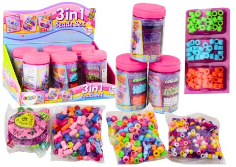 LEAN Toys Zestaw Koralików W Słoiku Do Tworzenia Biżuterii 3w1 LEAN Toys Zestaw Koralików W Słoiku Do Tworzenia Biżuterii 3w1