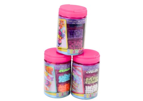 LEAN Toys Zestaw Koralików W Słoiku Do Tworzenia Biżuterii 3w1 LEAN Toys Zestaw Koralików W Słoiku Do Tworzenia Biżuterii 3w1