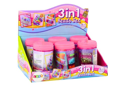 LEAN Toys Zestaw Koralików W Słoiku Do Tworzenia Biżuterii 3w1 LEAN Toys Zestaw Koralików W Słoiku Do Tworzenia Biżuterii 3w1