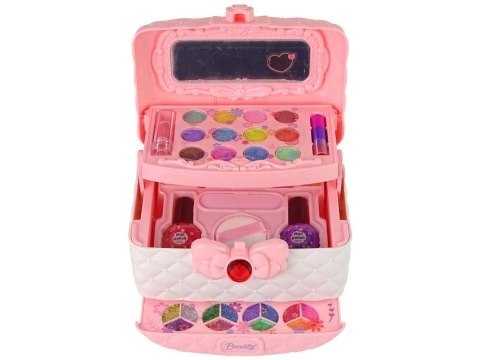LEAN Toys Zestaw Piękności w Kuferku Cienie Lakiery Różowy Biały LEAN Toys Zestaw Piękności w Kuferku Cienie Lakiery Różowy Biały