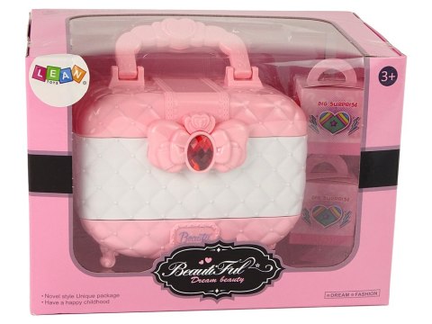LEAN Toys Zestaw Piękności w Kuferku Cienie Lakiery Różowy Biały LEAN Toys Zestaw Piękności w Kuferku Cienie Lakiery Różowy Biały