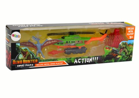 LEAN Toys Zestaw Zielony Helikopter Transport Dinozaura Dino Park LEAN Toys Zestaw Zielony Helikopter Transport Dinozaura Dino Park