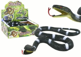 LEAN TOYS Sztuczny Gumowy Wąż Czarny z Białymi Pasami Strukturowy