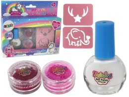 LEAN TOYS Zestaw Piękności Lakiery Do Paznokci Sypki Brokat Szablony
