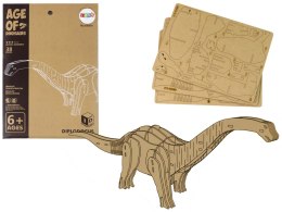 LEAN Toys Drewniane Puzzle Przestrzenne 3D Brontozaur Składanka Edukacyjna 38 Elementów