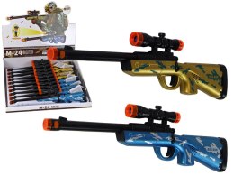 LEAN Toys Małe Karbiny Pistolety Dźwięk Światła Ruchoma Lufa Niebieski Złoty