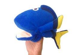 LEAN Toys Pluszowa Maskotka Rybka Niebieska Pacynka 25 cm