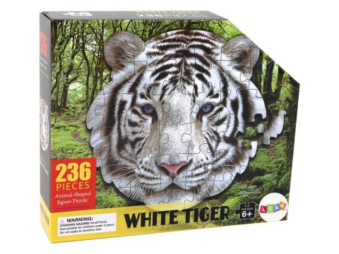 LEAN Toys Puzzle 236 Elementów Kształt Głowy Białego Tygrysa LEAN Toys Puzzle 236 Elementów Kształt Głowy Białego Tygrysa
